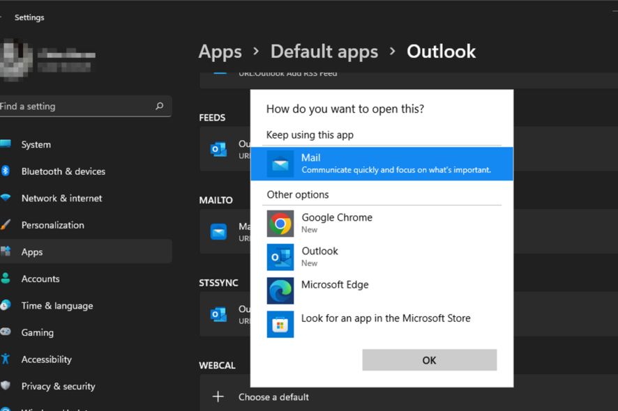 Outlook по умолчанию в Windows 11