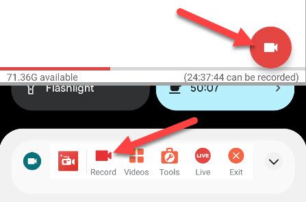 Нажмите «Record» (Запись) в приложении AZ Screen Recorder, чтобы начать.