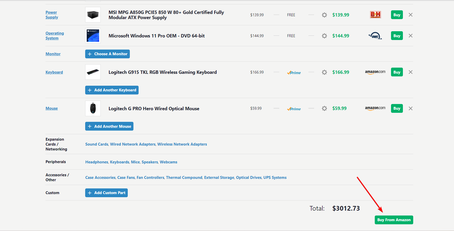 Кнопка Buy From Amazon для покупки всех позиций через Amazon