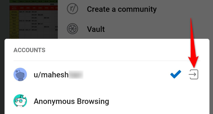 Нажмите правую стрелку рядом с аккаунтом в меню Accounts
