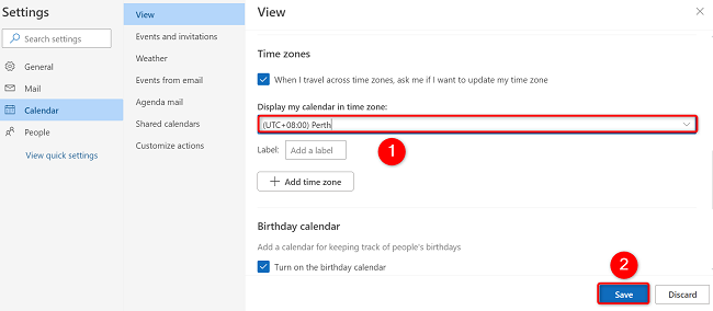 Выберите новый часовой пояс и нажмите «Сохранить».