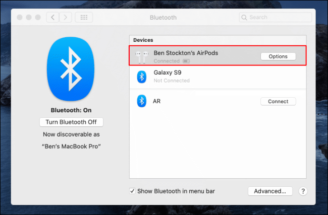 Access your macOS Bluetooth Settings by clicking Launchpad > System Preferences > Bluetooth