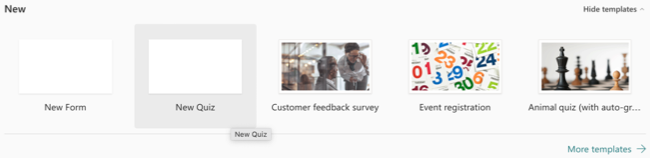 New Quiz и шаблоны в Microsoft Forms