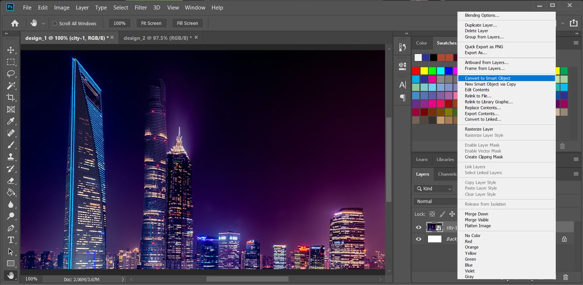 Object layering in Photoshop