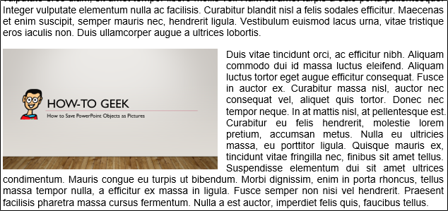 Вставленный слайд PowerPoint в документ Word