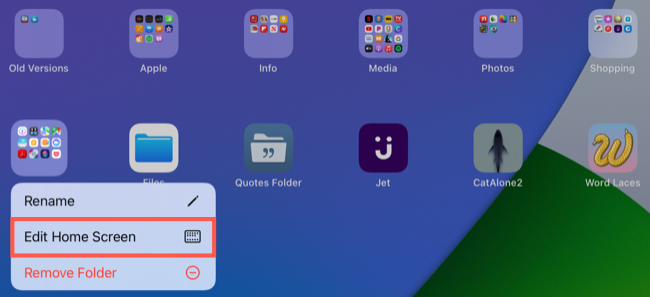 Нажмите и удерживайте экран, затем выберите «Изменить экран «Домой»»