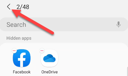 Нажмите стрелку назад после выбора приложений.