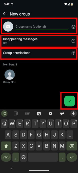 Paramètres du groupe WhatsApp