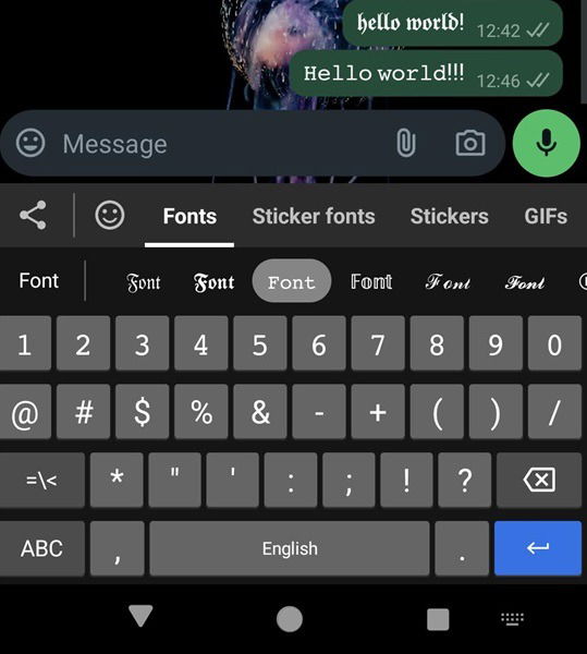 Опции форматирования шрифтов в приложении Fonts Art