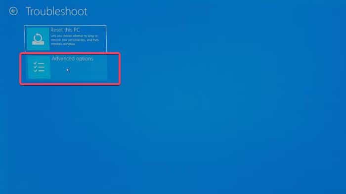 Дополнительные параметры восстановления