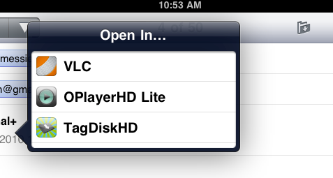 Открытие видео в OPlayer — видео запущено