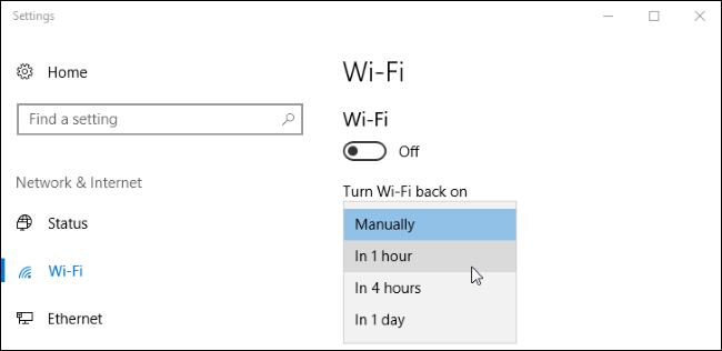 Скриншот переключателя Wi‑Fi в приложении Параметры Windows 10