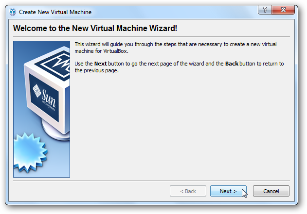Окно мастера создания новой виртуальной машины в VirtualBox