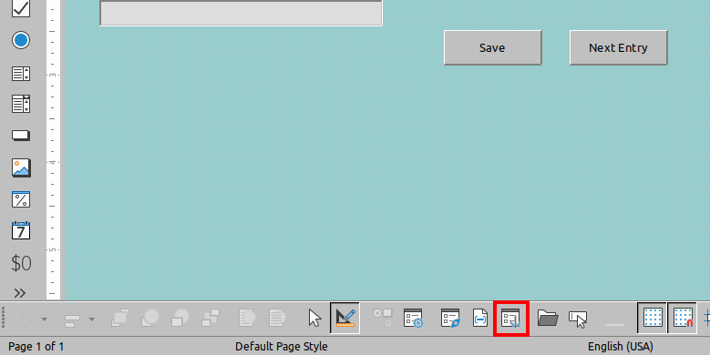 Расположение инструмента порядка активации в LibreOffice Base
