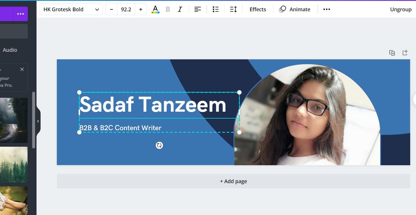 Редактирование заголовка на баннере LinkedIn