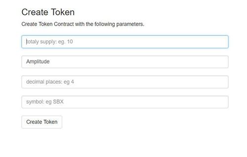 Форма создания: поле для имени токена на Token Factory