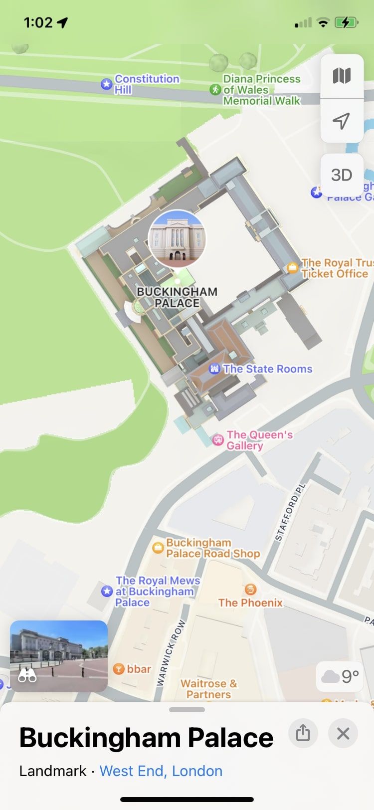 Значок бинокля в Apple Maps