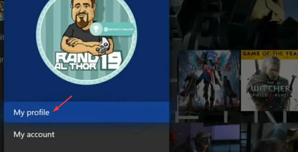 Экран 'Мой профиль' на Xbox