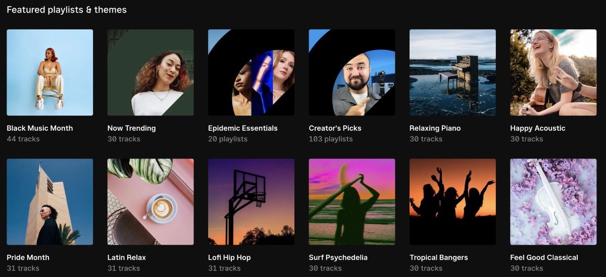 Epidemic Sound: плейлисты и темы для видео