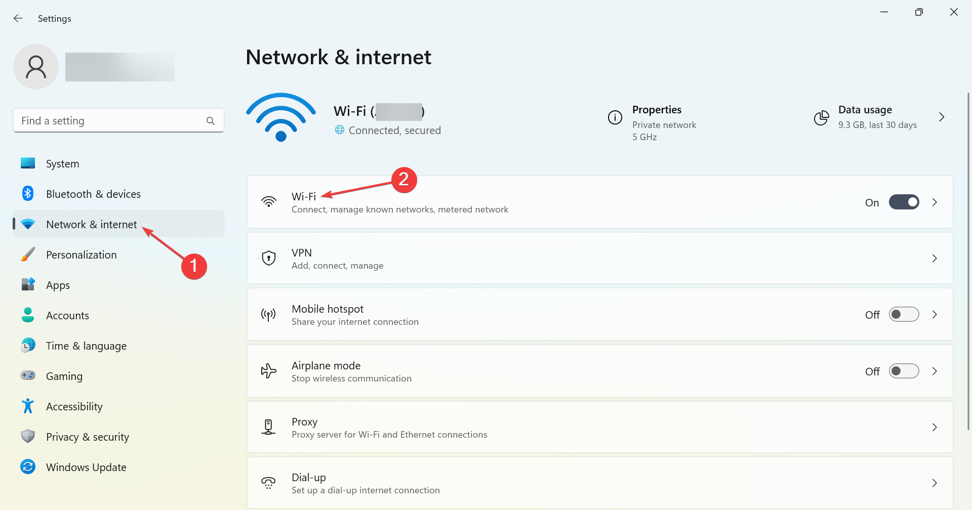 Параметры Wi‑Fi в Windows