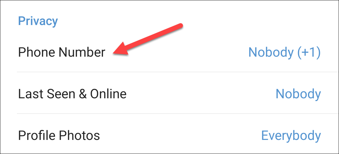 Выбор между Мои контакты и Никто в настройках номера
