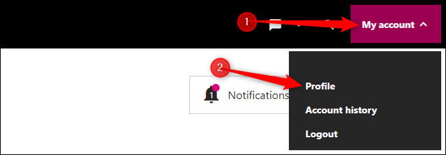 Нажмите «My Account» и откройте «Profile».