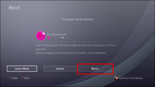 Подтверждение блокировки пользователя на PlayStation