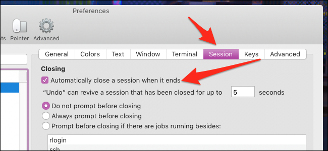 Окно настроек iTerm2