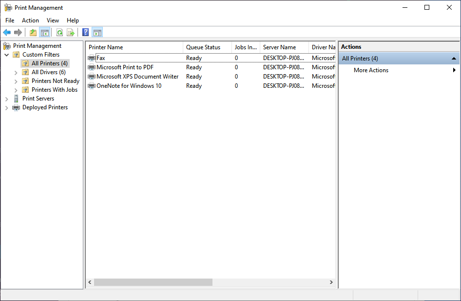 Список всех принтеров, когда-либо подключённых к ПК