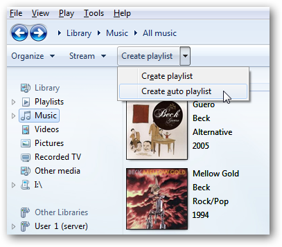 Автоматические плейлисты в Windows Media Player 12