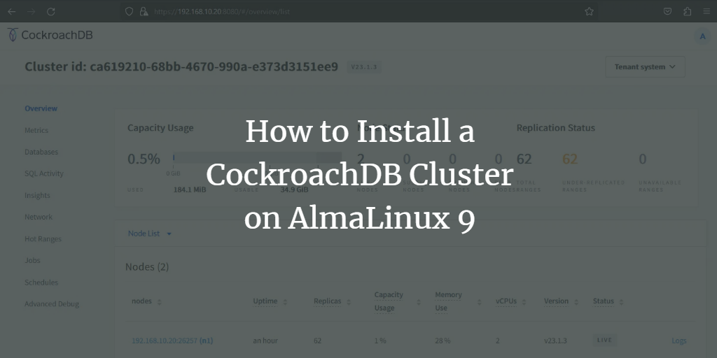 CockroachDB на AlmaLinux 9 — установка и кластер