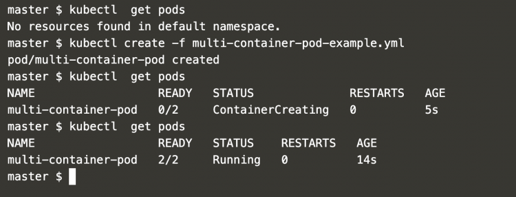 Вывод kubectl get pods с созданным Pod