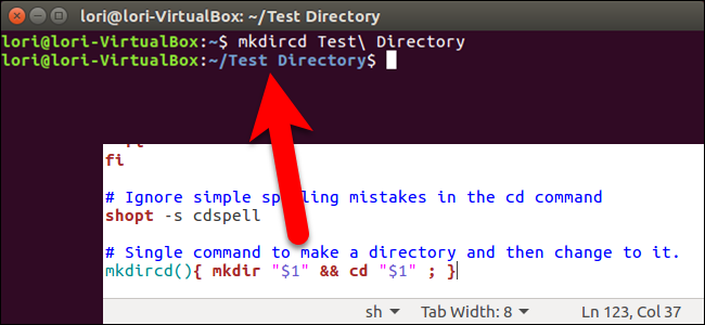 Создать и перейти в папку одной командой в Linux