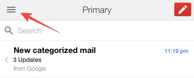 Нажмите значок меню в левом верхнем углу