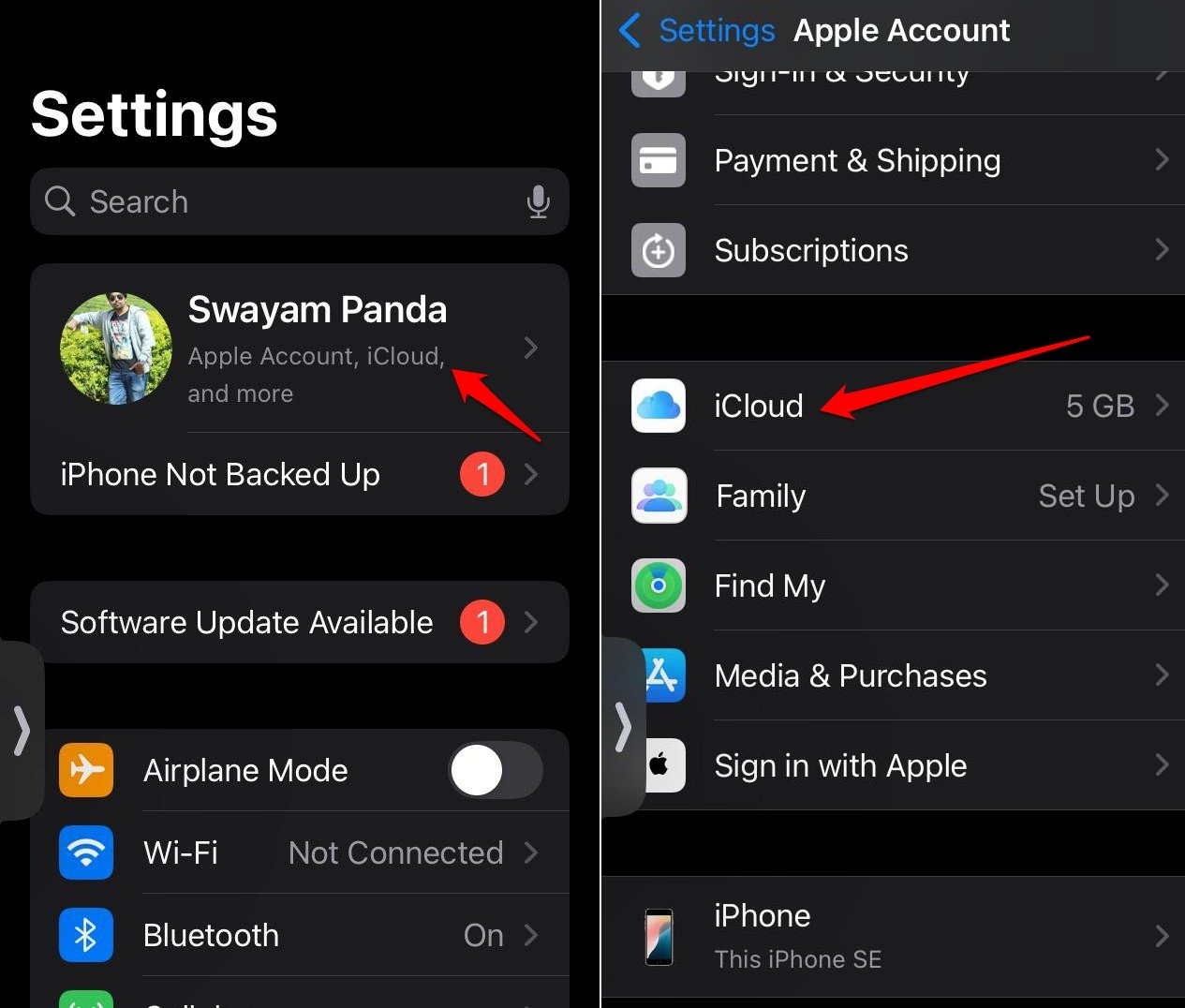 Доступ к iCloud в настройках Apple ID на iPhone