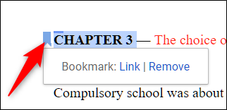 Синяя лента закладки рядом с местом в тексте