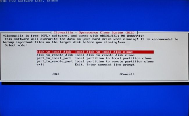 Выбор Disk to Local Disk