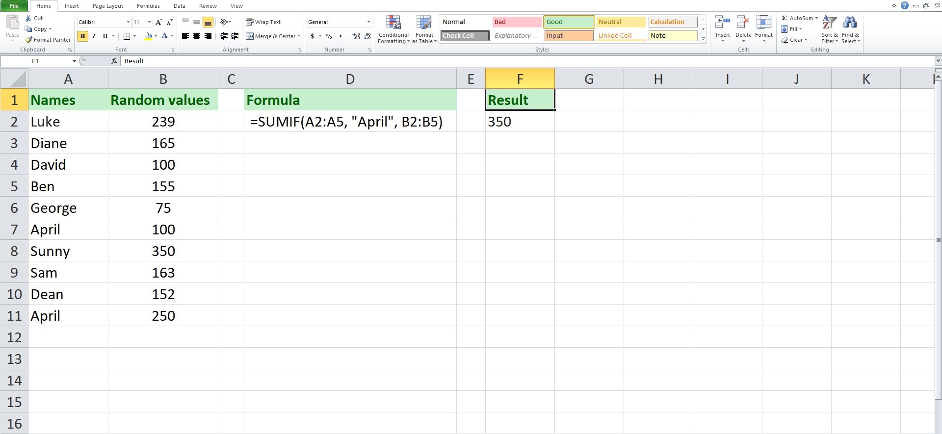 Excel Example 2