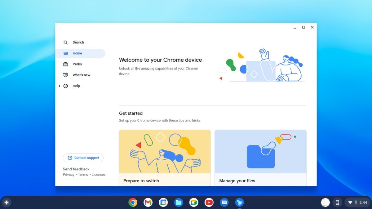 Приветственный экран ChromeOS Flex