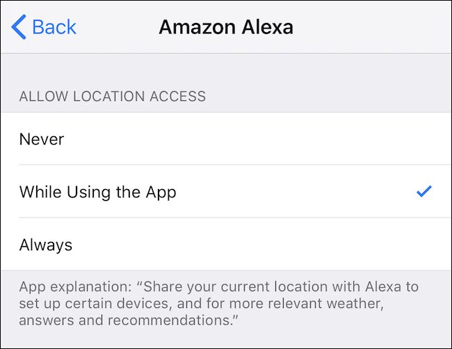 Выберите нужный вариант доступа к местоположению