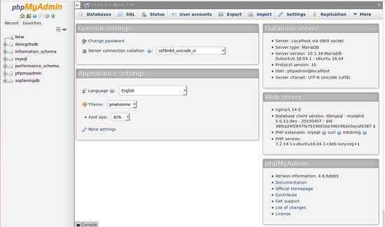 Панель phpMyAdmin на Ubuntu 18.04