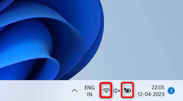 Выберите значок Wi‑Fi или батареи.