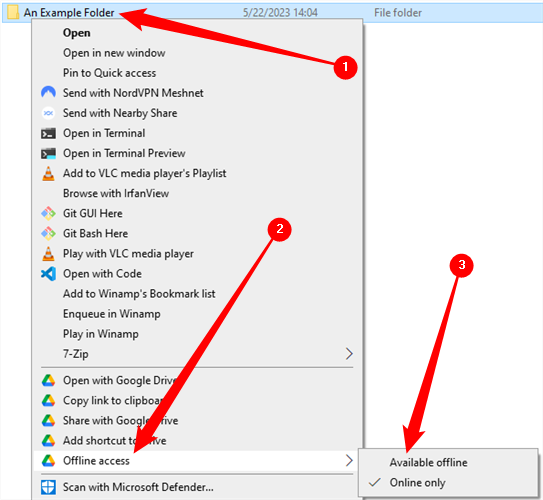 Right-click a folder, go down to 