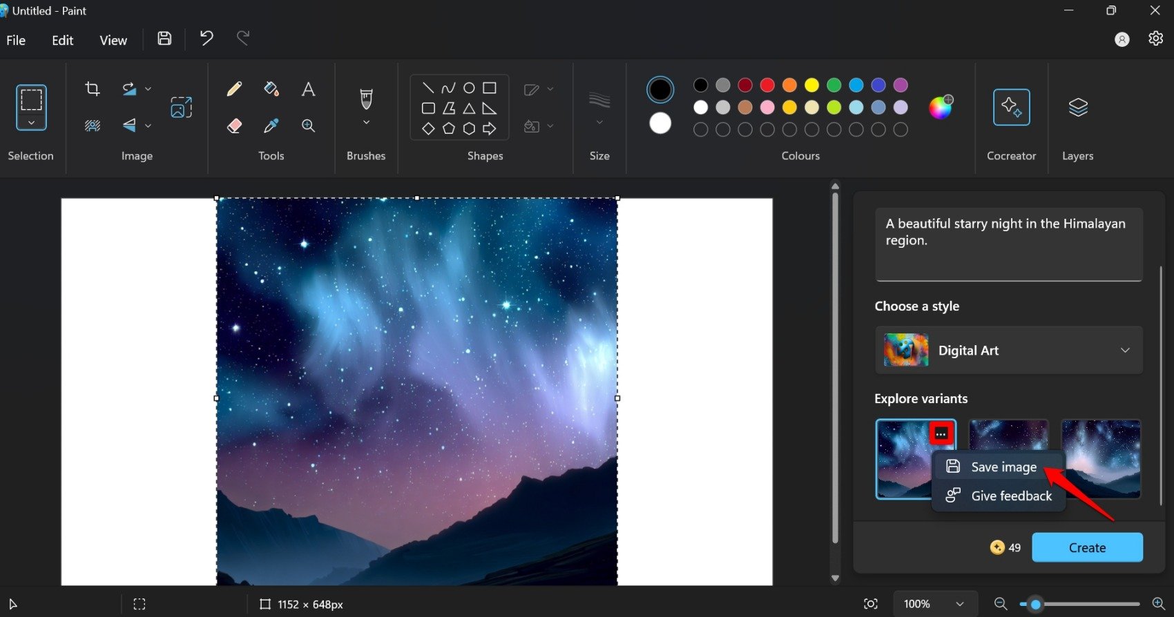 Сохранение сгенерированного изображения из Cocreator