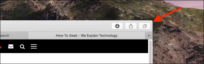 Нажмите кнопку вкладок в Safari на Mac