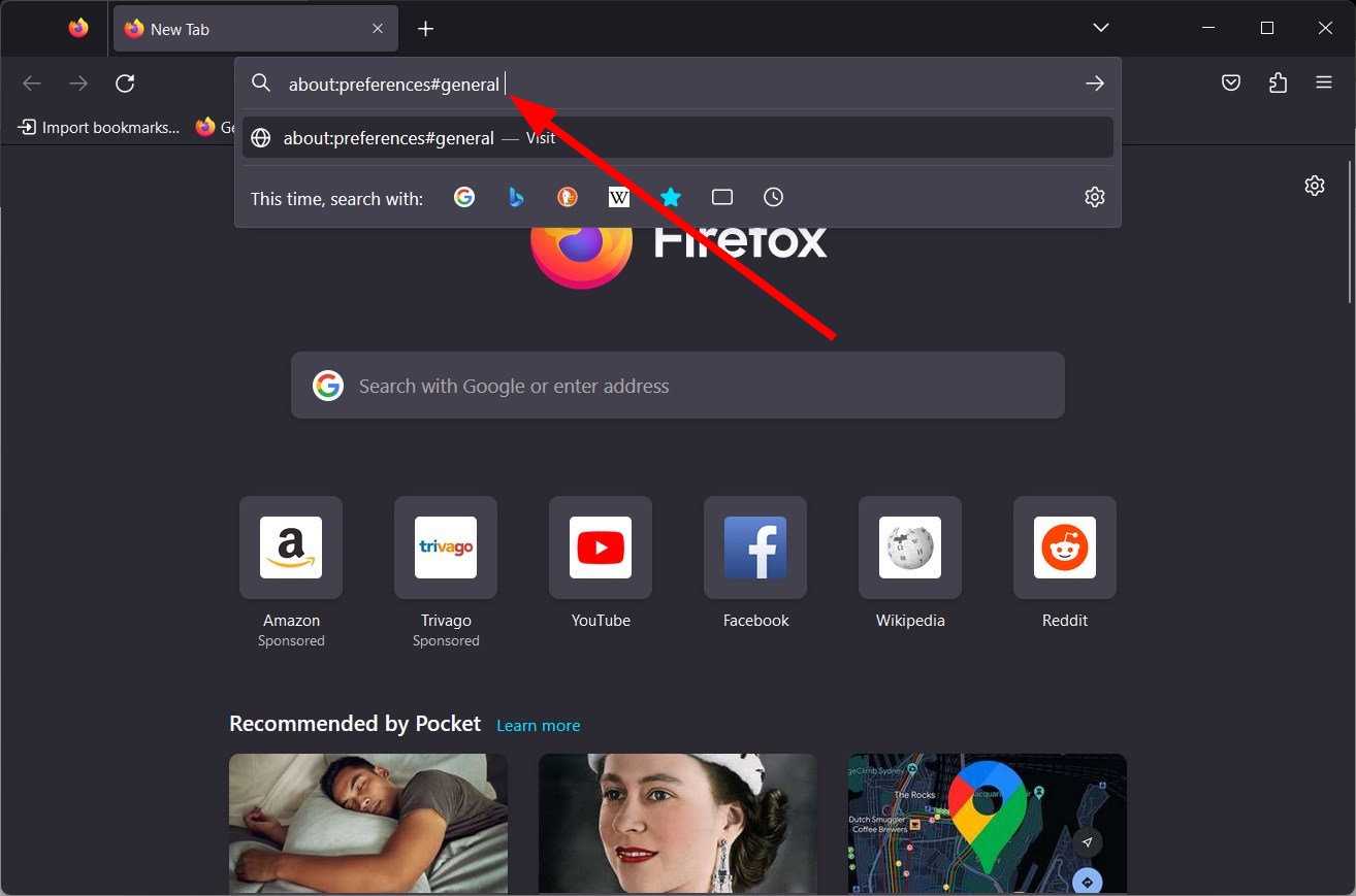 Страница настроек общего доступа в Firefox