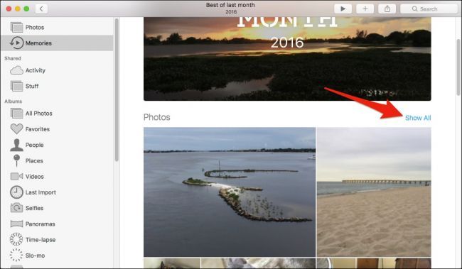 Просмотр всех снимков внутри воспоминания и навигация по людям и местам