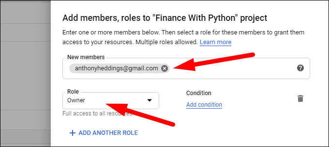 Добавление участников и назначение ролей в проекте
