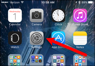 Открытие настроек iOS