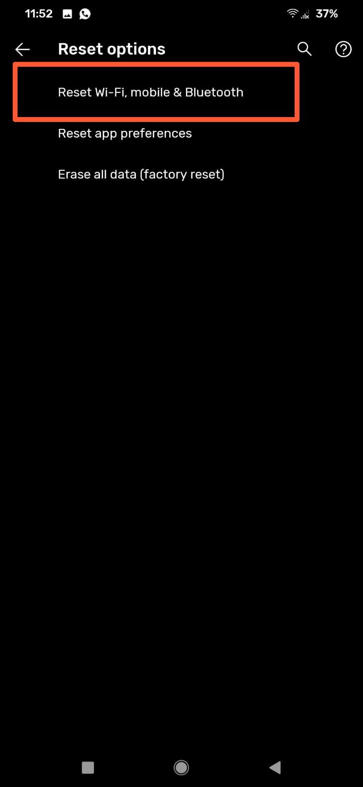 Подтверждение сброса сетевых настроек на смартфоне